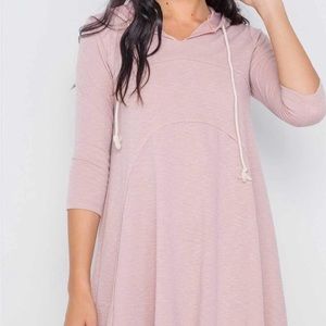Casual Hooded Mini Dress in Mauve
